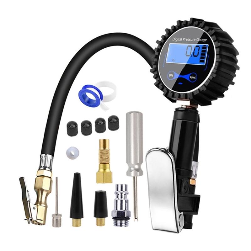 Digital Car Tire Air Pressure Inflator Gauges LED Display Car Tire Inflator Locking-on Tyre Pump for Motorcycle Bicycles