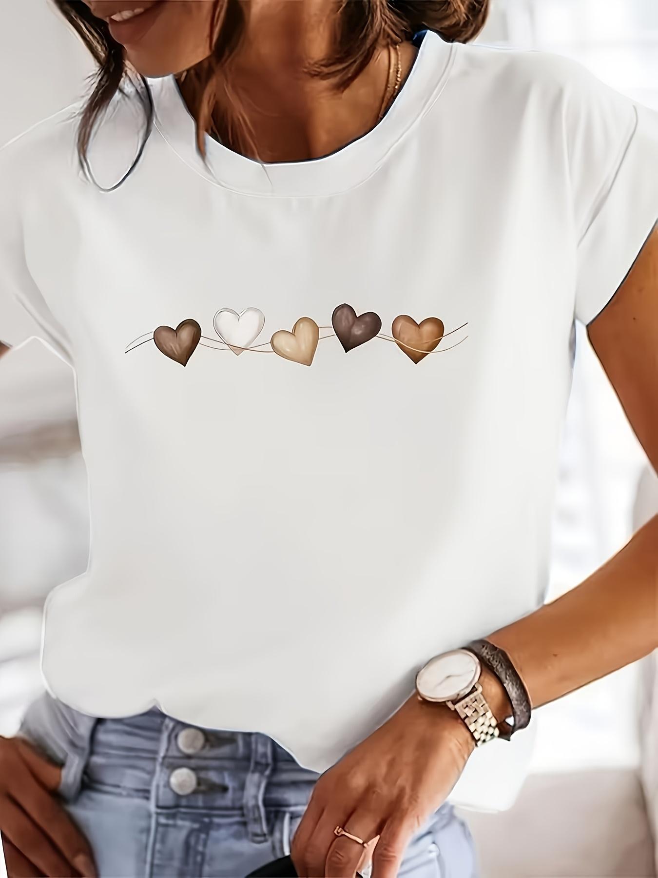 

European sizesBreathable and Comfortable Women s Casual T-Shirt | Unique Interconnected Heart Pattern, Ideal for Spring and Summer 4XL