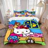 3pcs Goodnight Hello Kitty Bedding Set Includes Quilt Cover and Pillowcases, Suitable for All Seasons, Machine Washable Ideal Gift W026