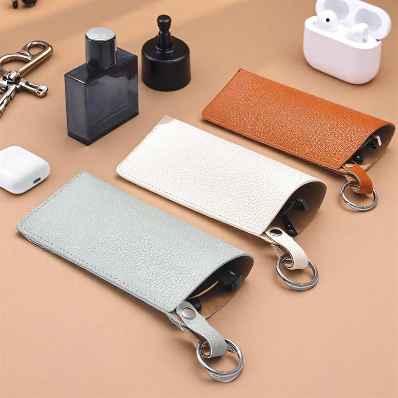 Luxury Women'S Eyeglass Case Leather Soft Holder Pocket Cases Slim Travel Pouch Keychain For Sunglasses Eyeglasses Eyewear