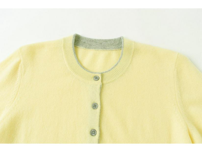 Women's Pure Cashmere Color Block Knit Cardigan - Button-Up, Round Neck, Versatile for Autumn and Winter.