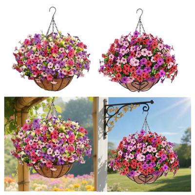 Artificial Flowers Basket Flower Centerpieces DIY Chain Flower Pot Hanging Plant Plant Hanger for Lawn Porch Garden Yard Home