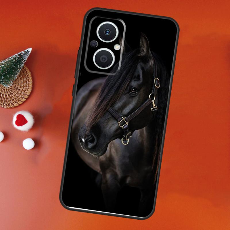 

Красивый черный чехол с изображением лошади для OPPO Find X8 X6 X9 Pro OPPO Reno 7 8 Lite 10 11 12 13 14 Pro 11F 12F 13F 14F OPPO Reno13 F