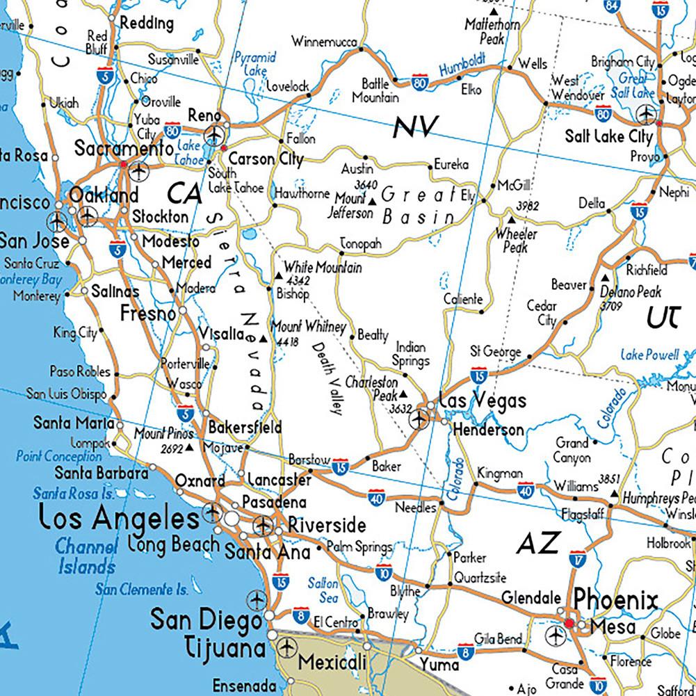 Английская карта Карта США Карта дорог, для класса, студенческой комнаты и домашнего декора, настенный декор, товары для путешествий