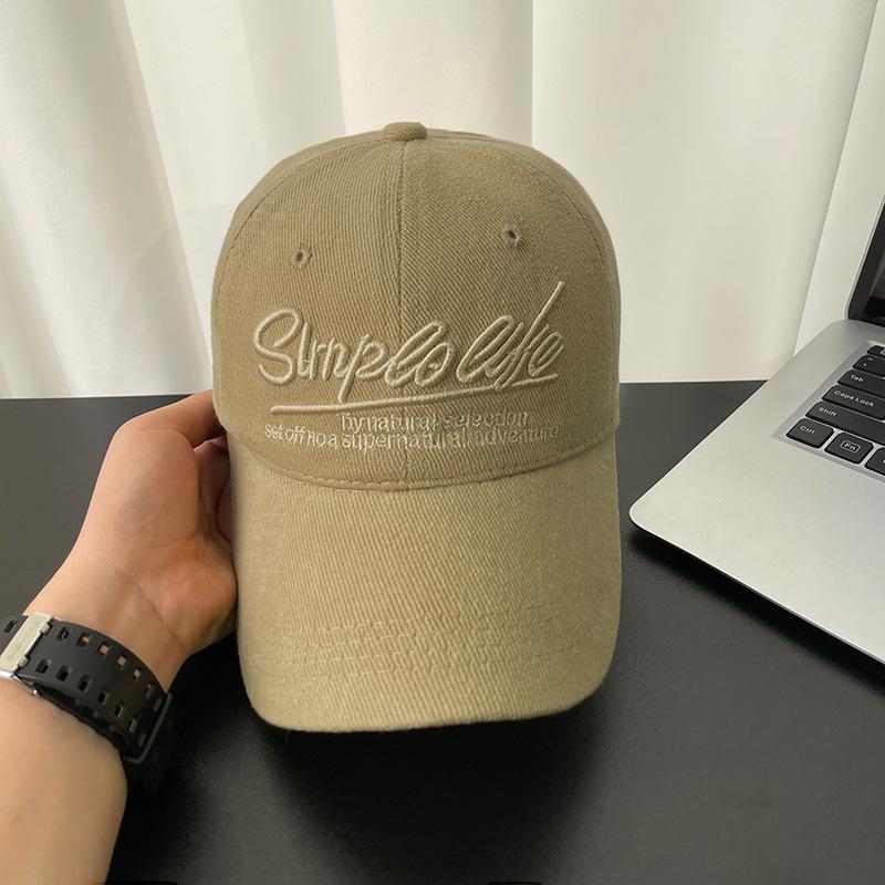 Autumn and Winter Brushed Peaked Cap for Women Korean Style Letter Embroidery Face-showing Small Hat Versatile Couple Outdoor Sun Hat