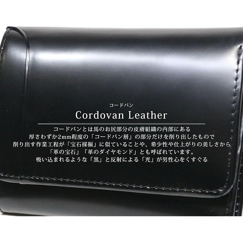 [Berkut] black x blue men's trifold wallet trifold wallet genuine leather cordovan horse leather horse leather leather horsehide compact wallet mini