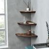 Fan-Shaped No-Drill Wall-Mounted Corner Shelf - Solid Wood Triangle Bookshelf for Living Room