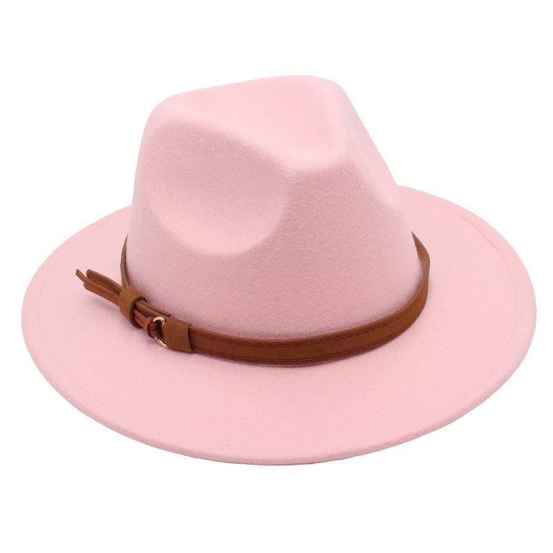 Top Hat Belt Buckle Model Jazz Hat Men'S And Women'S Concave Felt Hat Woolen Hat Fedora Hat