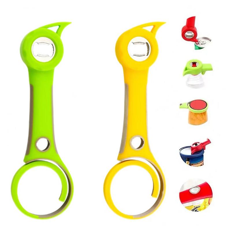 Six In One Bottle Opener, Multifunctional Stainless Steel Beer Cap Opener, Bottle Cap Screw, Household Can Opener, Kitchen Tool
