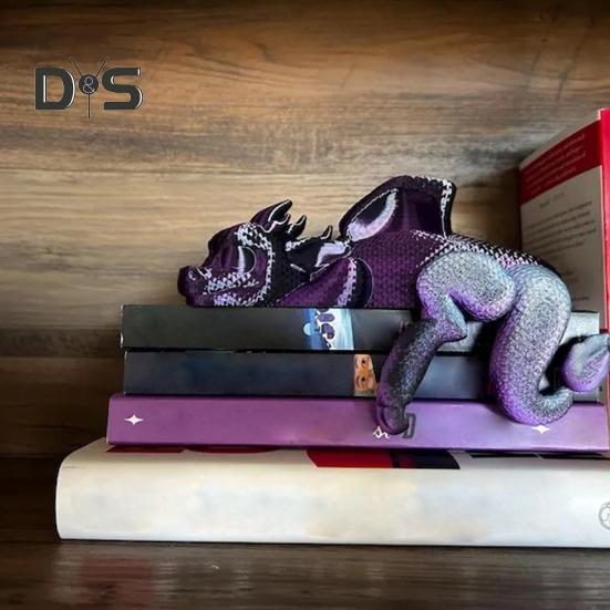 Sleeping Dragon Bookshelf Decor 3D Printed Dragon Figurine Book Nook Sleeping Dragon Shelf Decoration for Book Lovers And Fantasy Enthusiasts