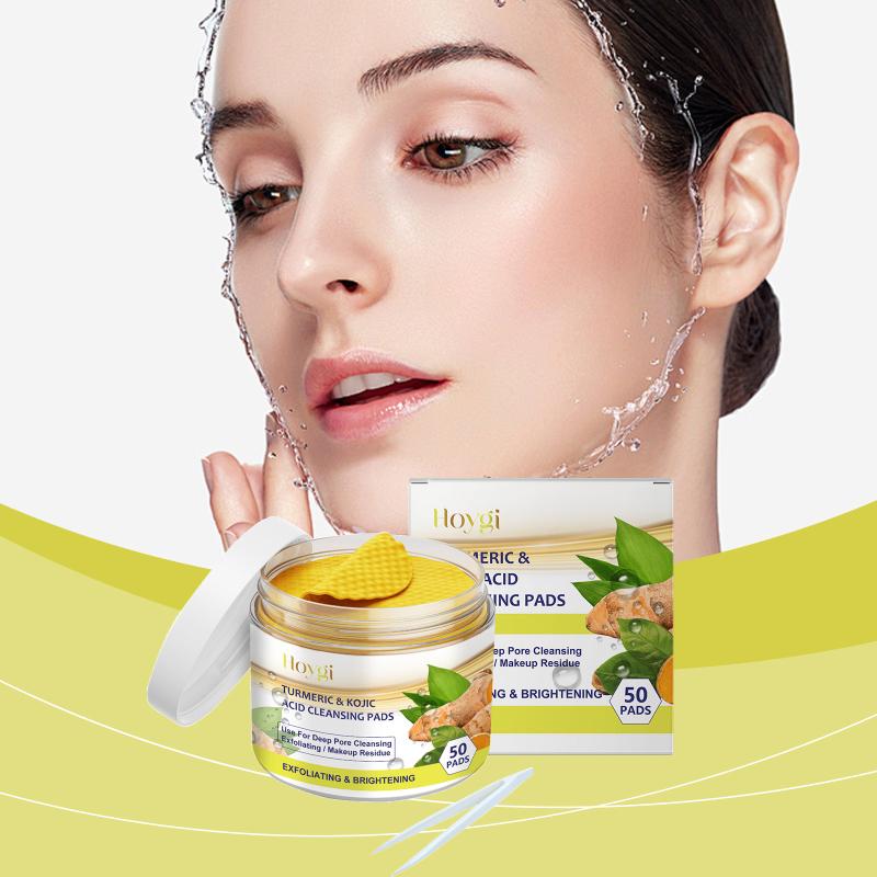 Turmeric Kojic Cleansing Pads For Face Exfoliating Sponges Fade Dark Spots Oil Control Shrink Pores Brighten Cleanser Skin Care