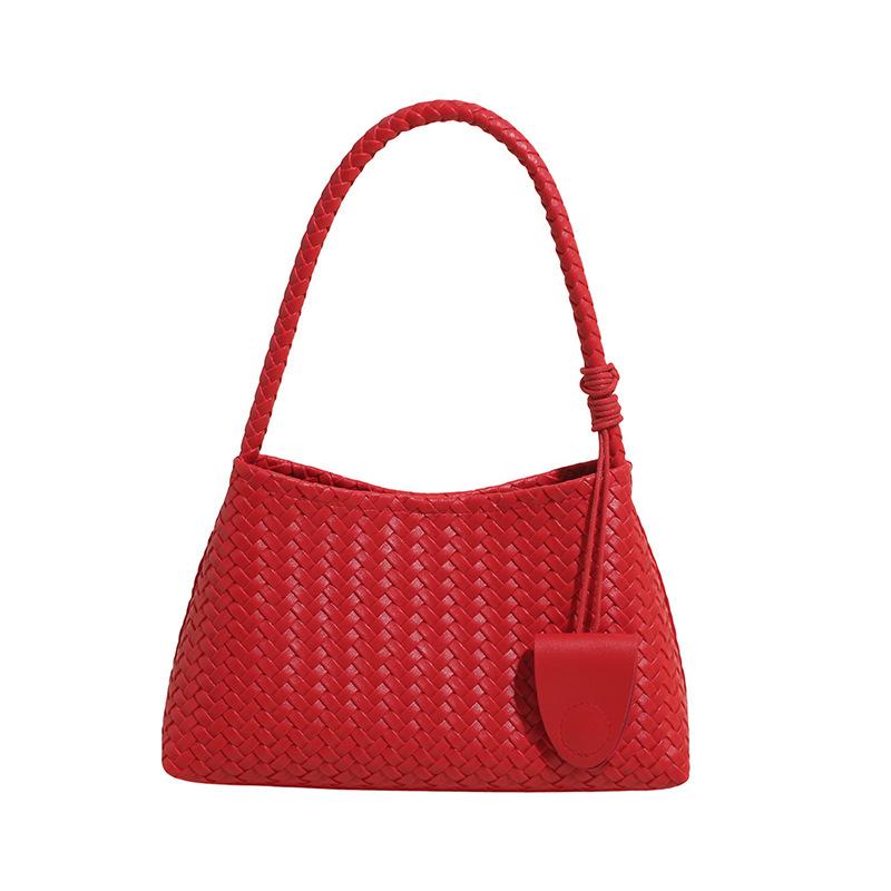 Fashion Woven Leather Totes Bags with Braided Top Handle Underarm Bag Minimalist Chic Shoulder Purse for Casual Everyday Wear