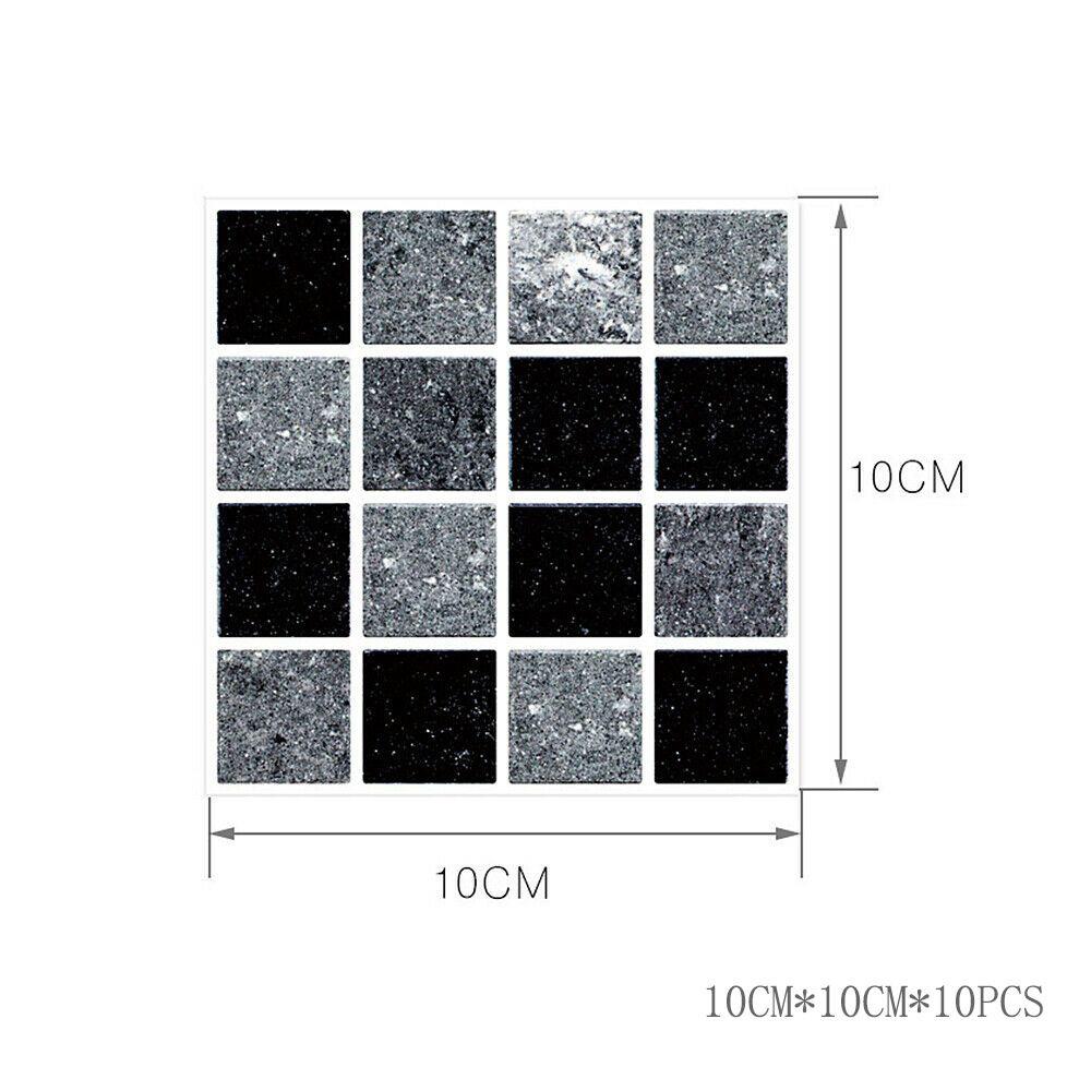 Vibrant 10pc Kitchen Tile Stickers With Mosaic Pattern Self-adhesive Wall Decor