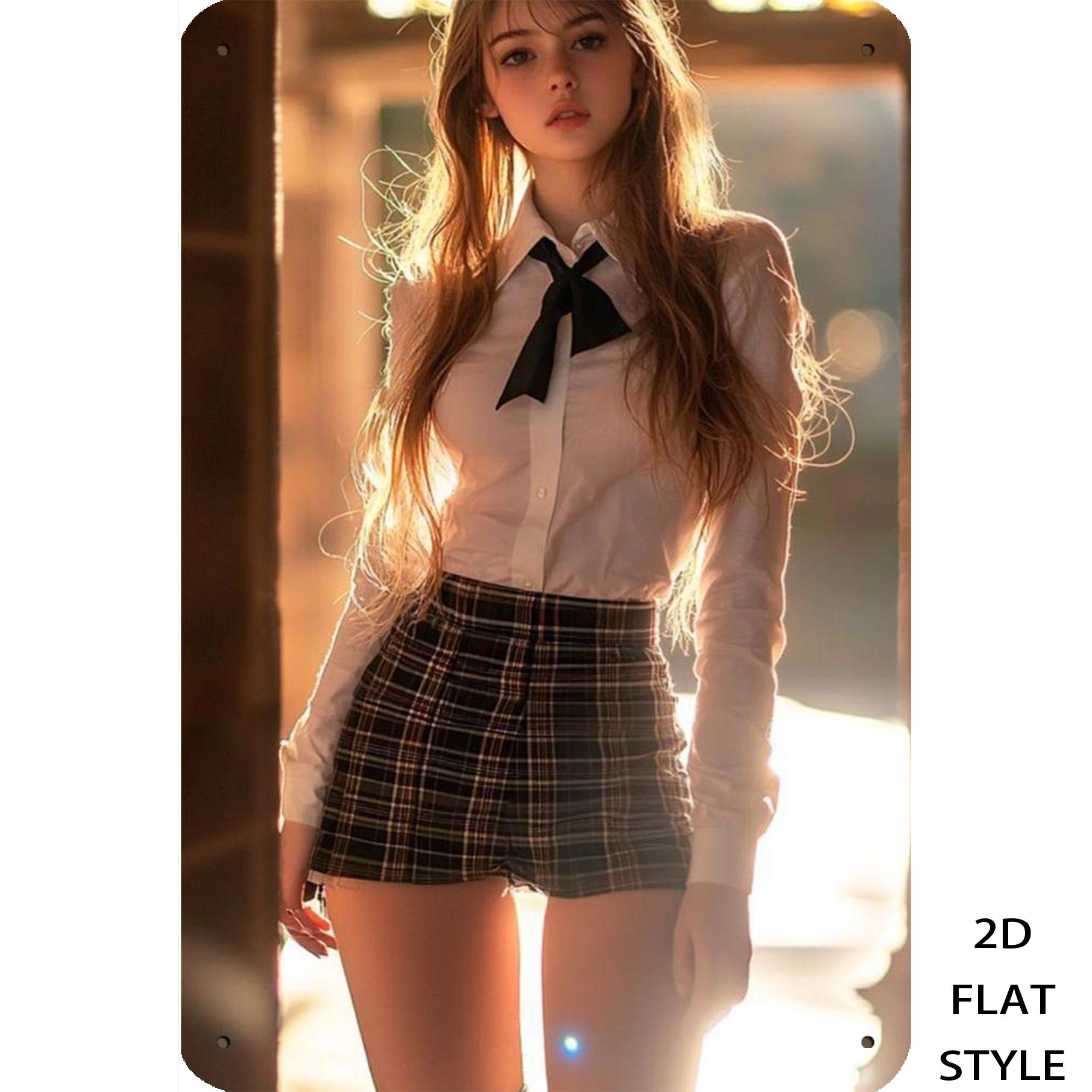 

HD Metal Tin Sign School Girl Portrait Vintage Wall Art Decor for Home Bar Cafe Garage Retro Metal Poster Plaque Gift 20x30cm（7.8x11.8inch）