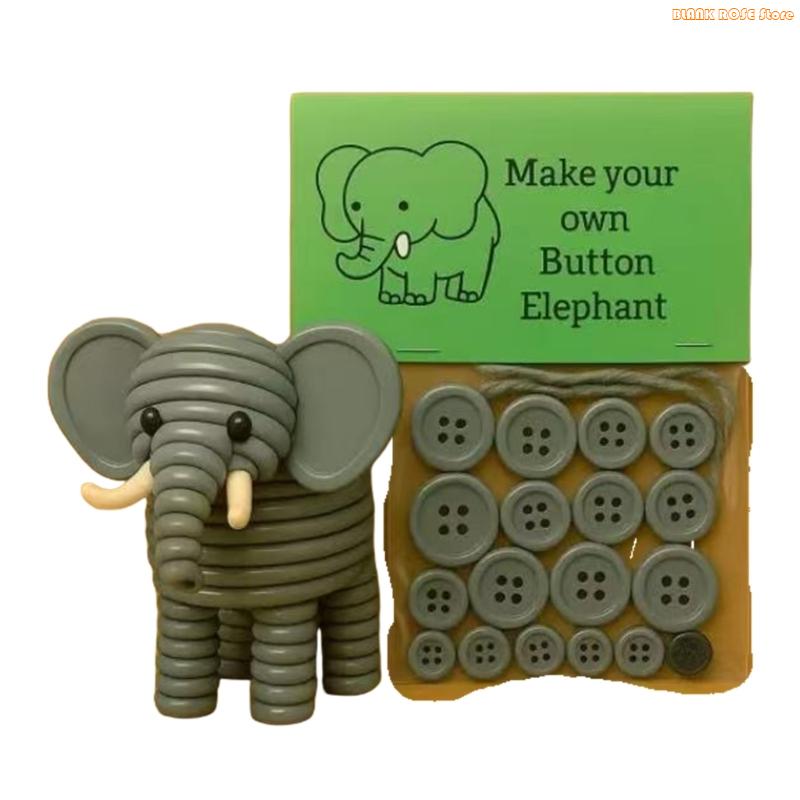 K1AE Unique Plastic Button Craft Project Animal Ornament Set With Easy Instructions
