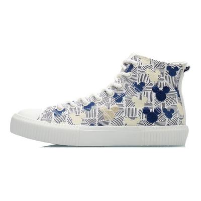 Li Ning Disney Collaboration Series Comfortable Classic Casual High-Top Sneakers Women Sneakers White Blue Yellow AGCR284-3