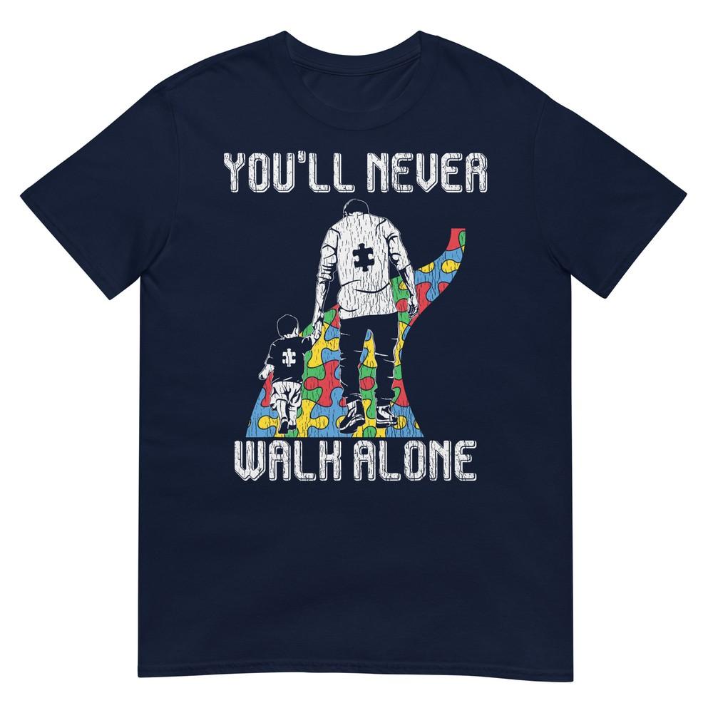 Vintage Father Son Family Autistic Kids Autism Awareness Dad TShirt