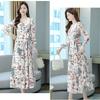 Elegant Floral Print Chiffon Dress Women's Spring Summer French Style V-neck Knee-length Fashionable Empire Waist Dresses