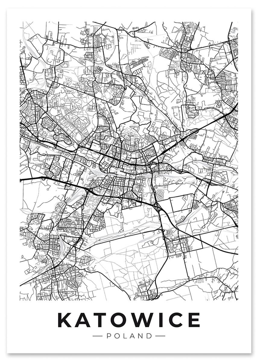 

Plakat Katowice mapa miasta plan miasta 30x40 cm