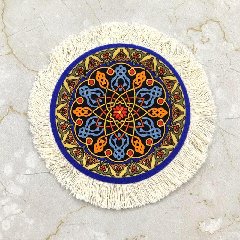 1PC Multi-Use Heat-Resistant Coaster Artisanal Round Durable Mat Non-Slip Ethnic Style Bohemian Coffee Washable 10cm