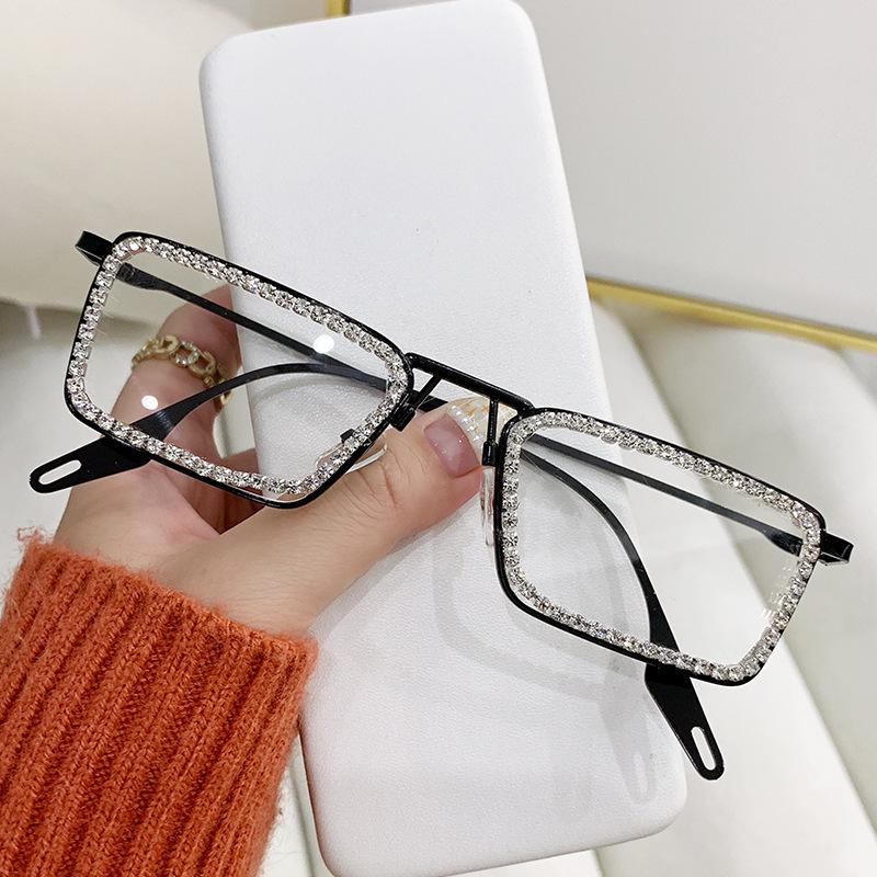 Frameless Sunglasses, Creative Personalized Women'S Sunglasses, Square Frame Sunglasses With Diamonds