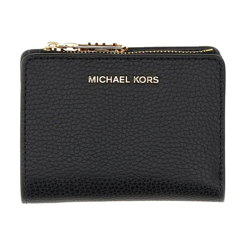 MICHAEL KORS Metal Logo Snap Button Closure Cowhide Wallet Women s Black чёрный