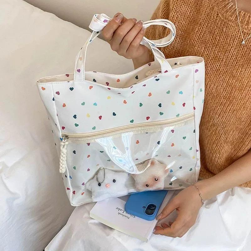 Sweet And Cute Polka Dot Ulzzang Ita Bag New Texture Casual Fashion Shoulder Bag Women'S Large Capacity Portable Tote Bag