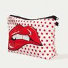 1pc Sexy Red Lips Polka Dot Pattern Printed Makeup Bag Perfect for Women Girls Travel And Vacation Storage Bag