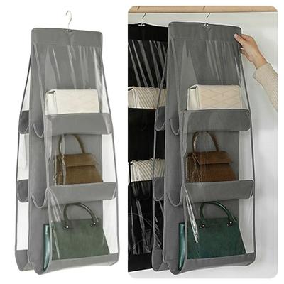 1 Stück Wasserdichter Hängender Handtaschen-Organizer Grau Klar Diverse Tasche Neue Aufbewahrungstasche Für Kleiderschrank Schrank