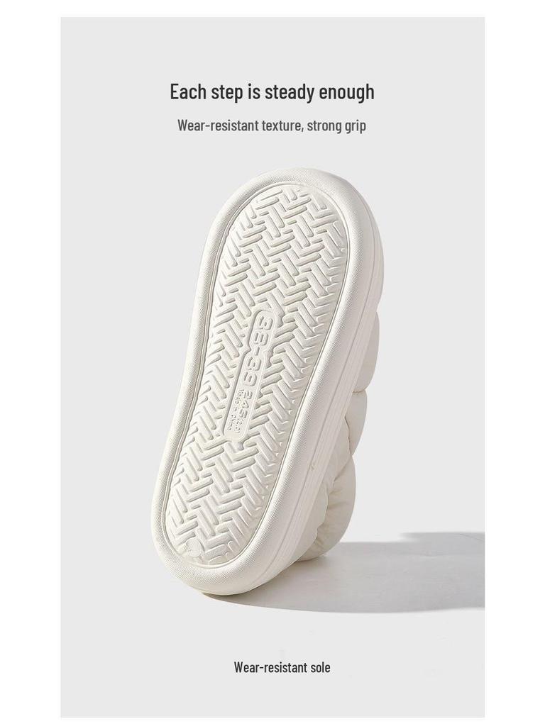 Men's and Women's Winter Waterproof Cotton Slippers - Silent, Plush, Warm, Thick Sole, Closed Heel, Deodorant Down Cloth