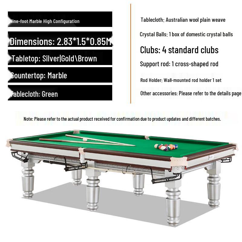 Bojue 9-Foot Marble 8-Ball Billiard Table
