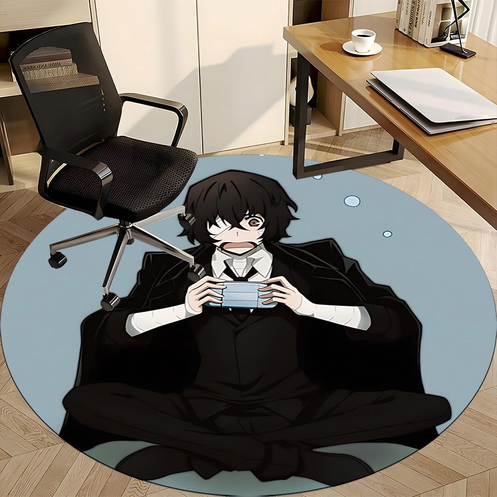1 szt. Okrągły dywanik biurowy z postacią z anime, antypoślizgowy, miękki i trwały dywanik biurowy do dekoracji wnętrz, idealny do biura, piękna dekoracja