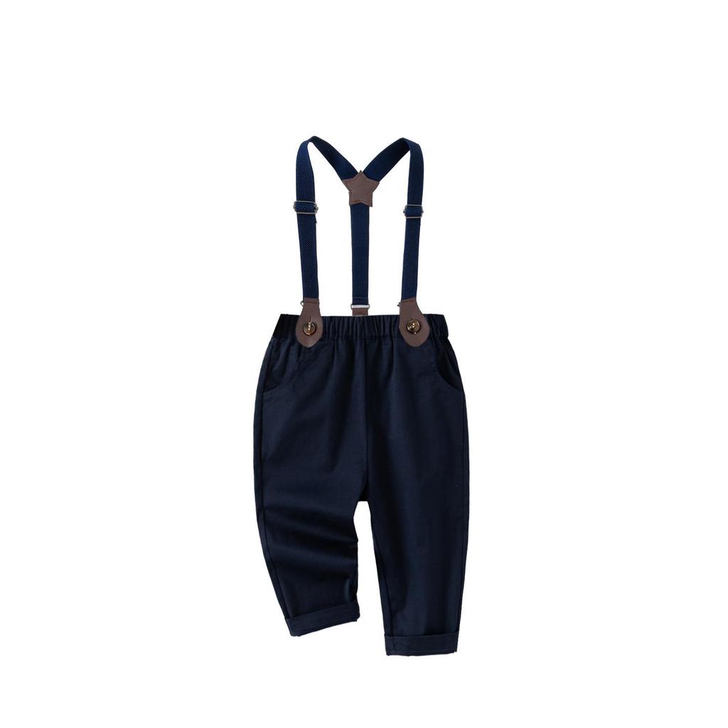 Boys' Spring/Summer First Birthday Outfit - Short-Sleeved Shirt & Long Overalls