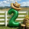 2pcs Farm Theme Party Balloon Set 32-Inch Green Number 0-9 Balloons Hat-Shaped Balloon Birthday Parties Anniversaries Decoration