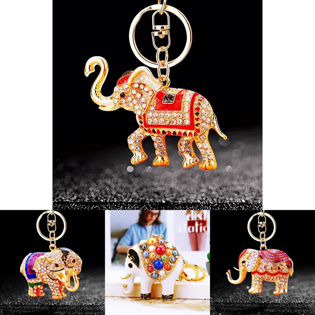 Adorable Elephant Metal Keychain With Sparkling Rhinestones Perfect For Gifts And Accessories