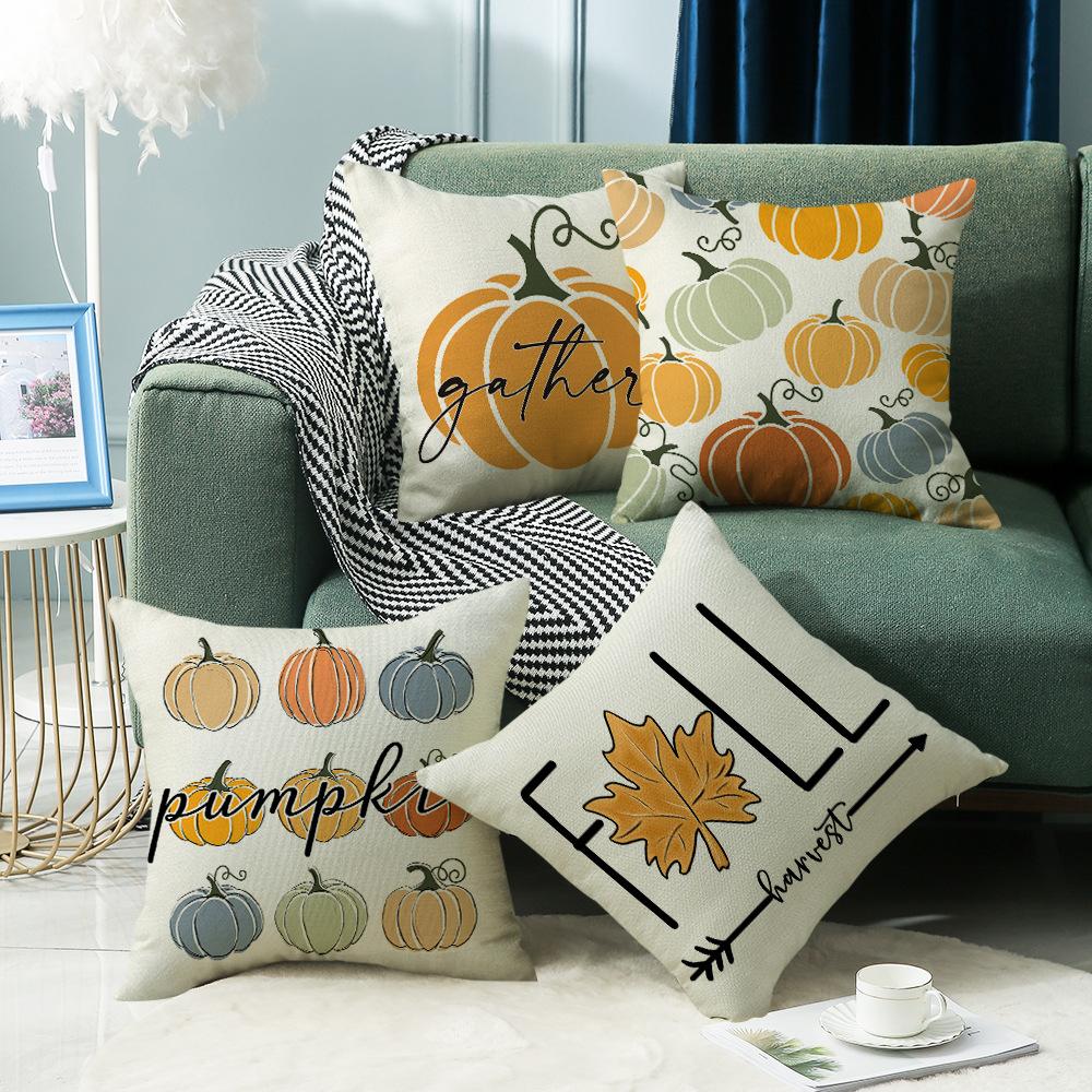 New Autumn Maple Leaf Pumpkin Pillow Cover Living Room Sofa Bedroom Printed Home Pillow Cover Cushion