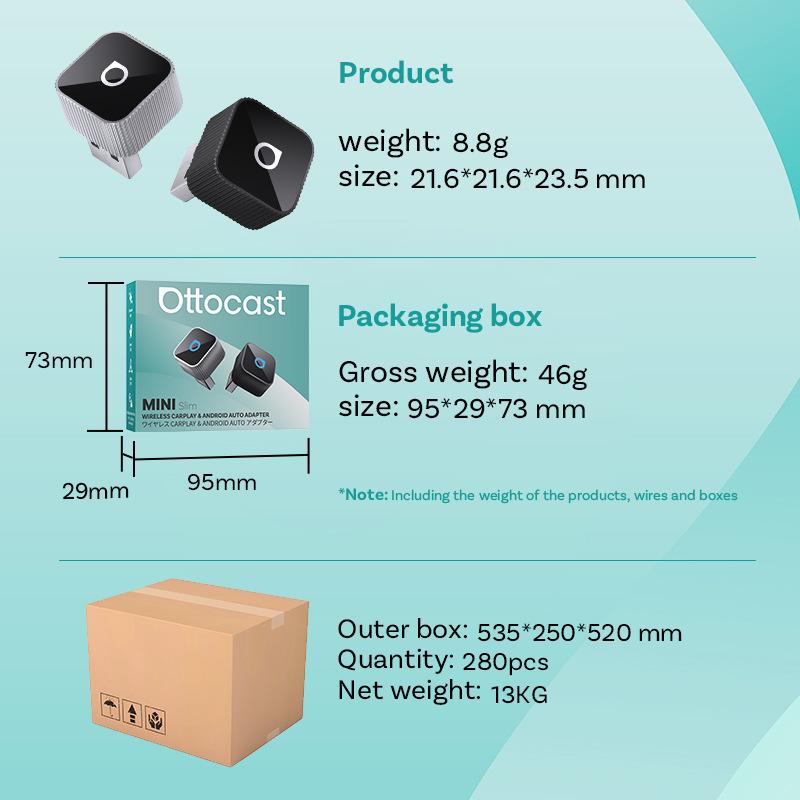 1PACK original car wired to wireless carplay box car machine interconnection android auto
