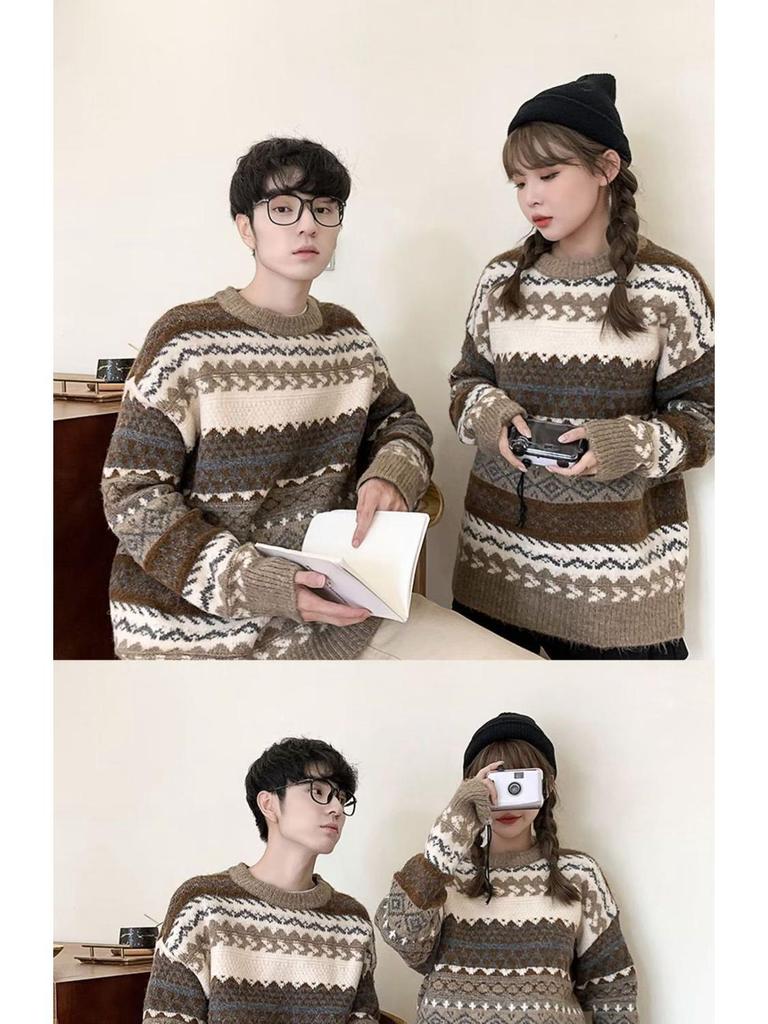 2026 Couple's Versatile Loose Knit Pullover Sweater for Men - Trendy Spring/Autumn Jacket