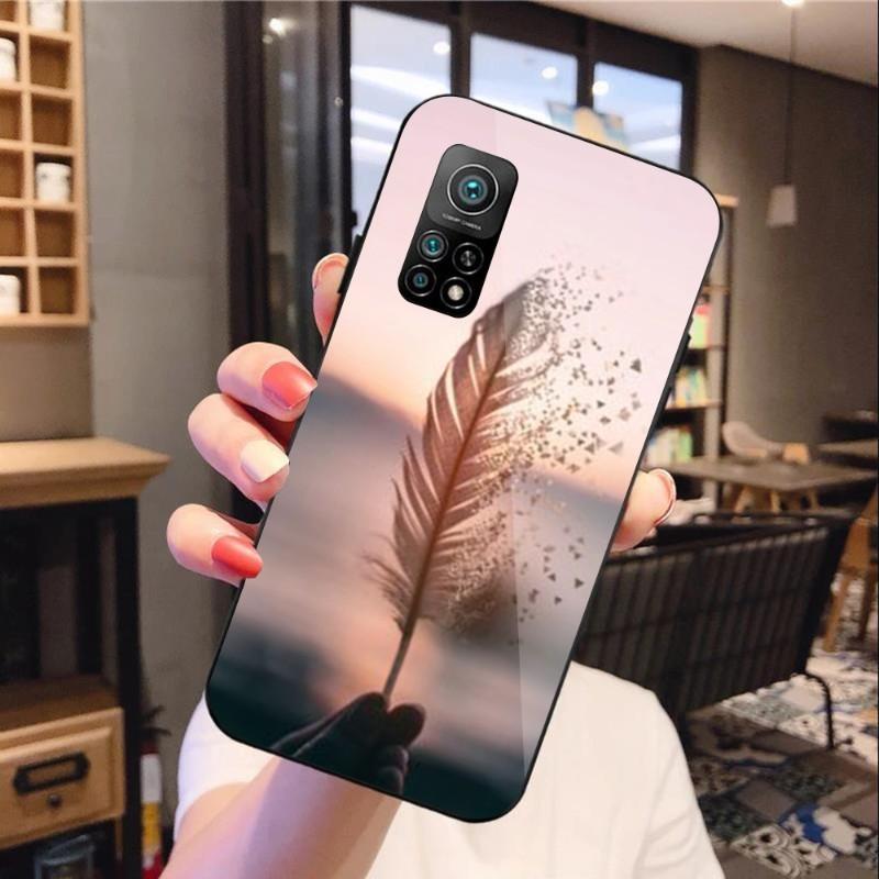 Magic Feather Phone Case For Xiaomi 12 11T 10 9 Redmi Note 11 10 10S Pro Redmi 9 9A 8 Black PC Glass Phone Cover