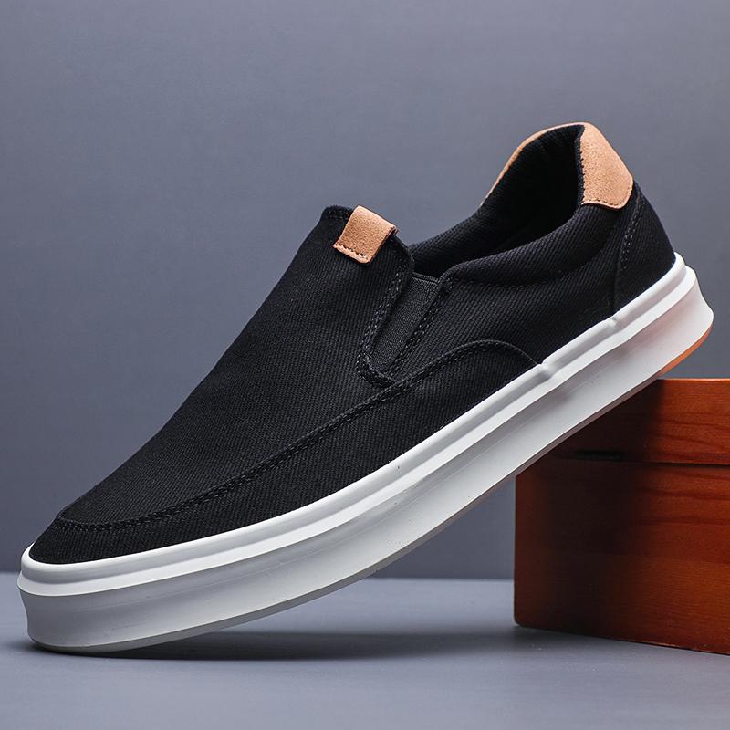 

Модная мужская классическая парусиновая повседневная ленивая обувь мокасины модные слипоны лоферы выстиранные вулканизированные плоские туфли zapatillas hombre BD24089 38 чёрный