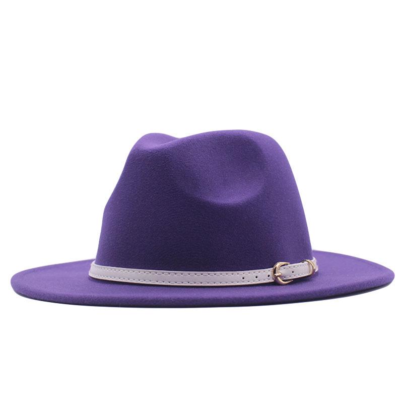 Women's Wool Fedora Hat with Flat Brim - Autumn/Winter Accessory in Solid Black Jazz Style
