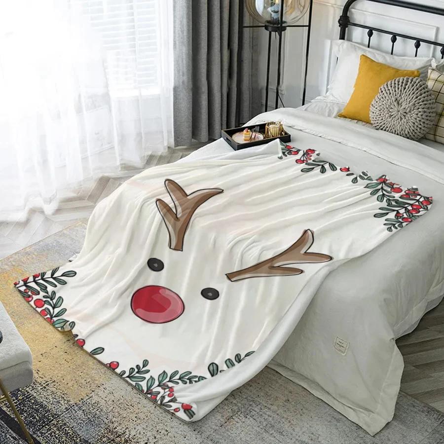 

Merry Christmas Pattern Microfiber Flannel Cover Blanket Bedroom Living Room Sofa Soft And Comfortable Home Decoration 75x90cm