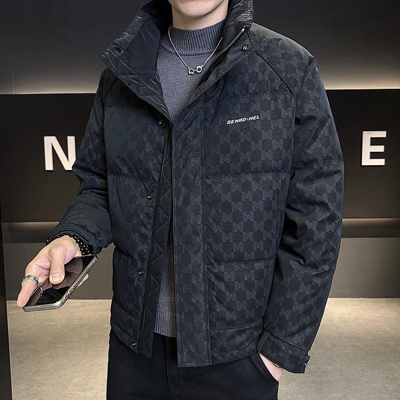 

Men s Trendy Short White Duck Down Stand Collar Winter Jacket 2025 XXXL чорний