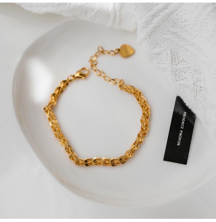 18K Gold Retro Heart-Shaped Peacock Tail Bracelet - Women's Summer Fashion Jewelry