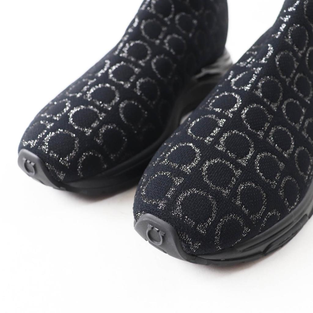 Pristine Salvatore Ferragamo sneakers Gancini all-over print knit Women 5.5 Used