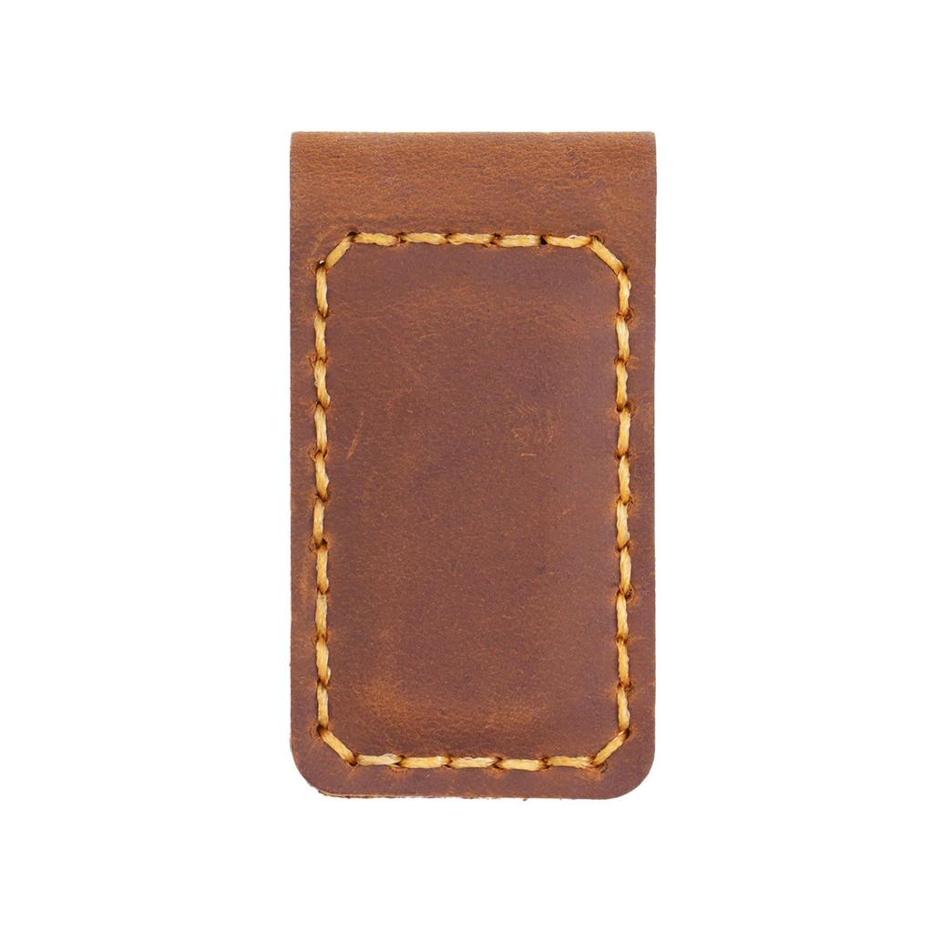 First layer cowhide magnetic banknote clip creative mad horse leather retro magnetic bookmark clip hand-sewn stationery clip