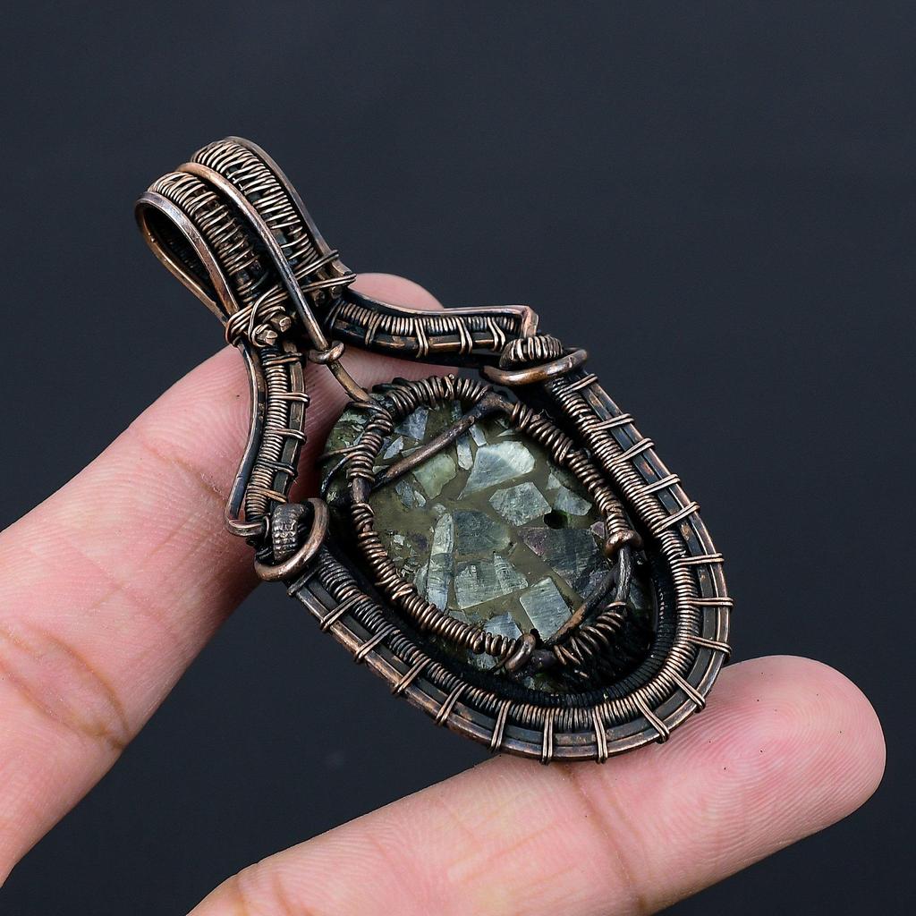 Tree Of Life Copper Seraphinite Gemstone Pure Copper Wire Wrapped Handmade Pendant Jewelry For Her