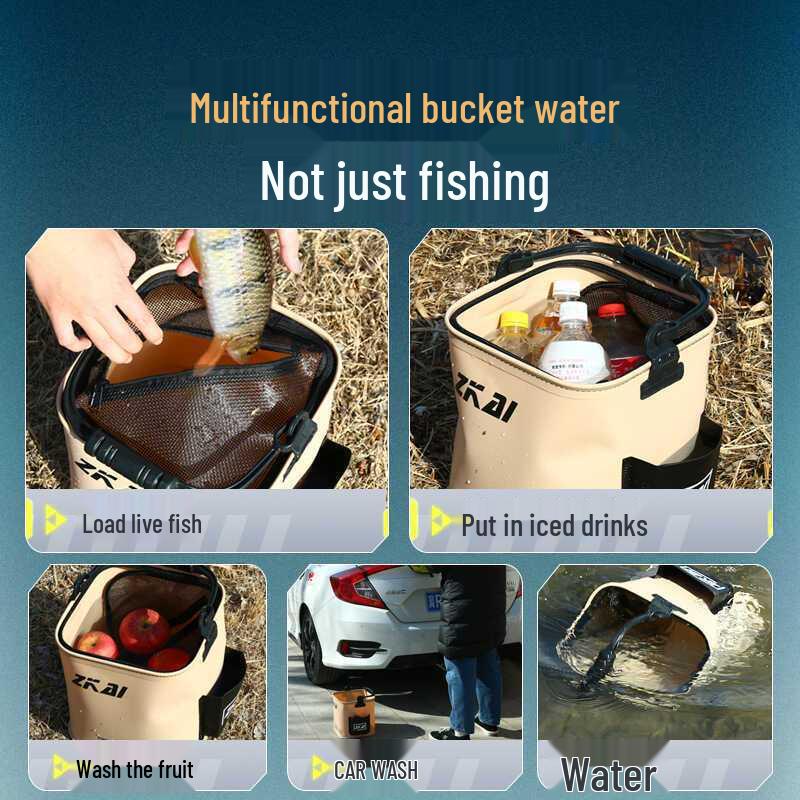 Portable Foldable Water Bucket: Multi-Functional, Wear-Resistant, Handheld Fish Container for Lure & Wild Fishing
