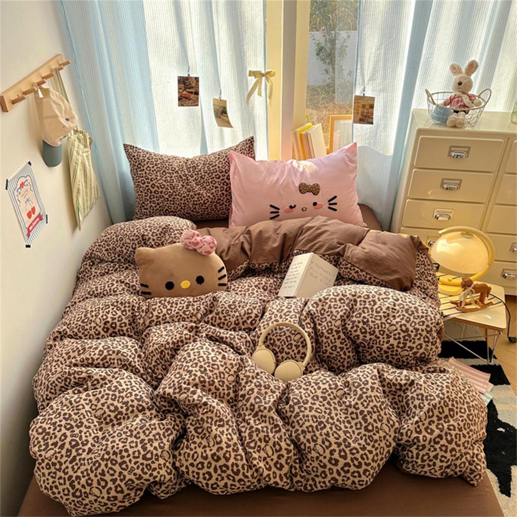 2026 Washable Leopard Print Chenille Kitten Bedding Set - Leopard Theme