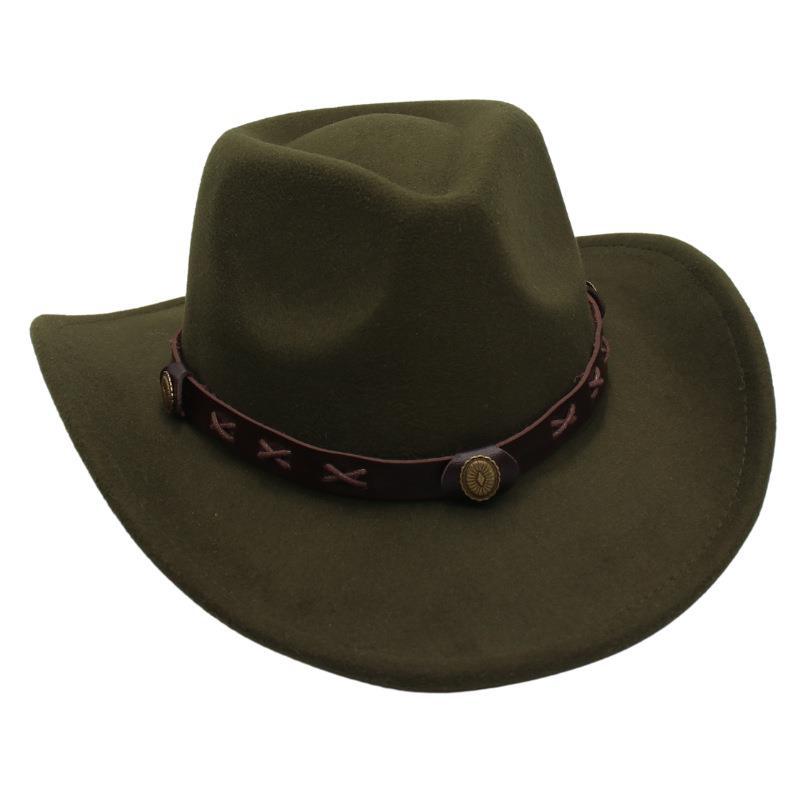 Metal Belt Top Hat Cowboy Hat Street Shot Jazz Hat Ancient Felt Hat Performance Antique Sun Hat Dance